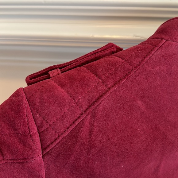 Joe’s Jeans leather Moto jacket XS designer leather suede burgundy - Picture 6 of 17